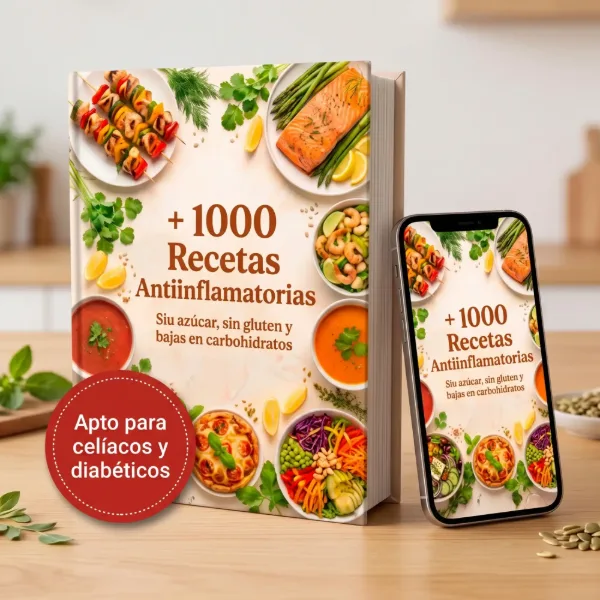 Recetario Antiinflamatorio +1000 Recetas — Sin azúcar, sin gluten y bajas en carbohidratos